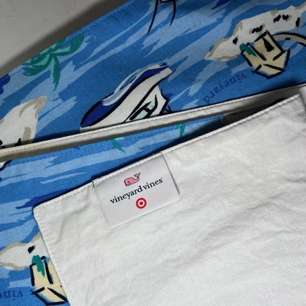 Vineyard Vines Target Island Boat Palm Tree Coastal Decor Table Runner Blue 72